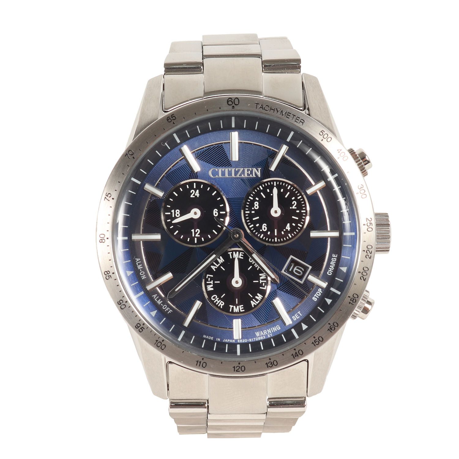CITIZEN シチズン エコ ドライブ ソーラー クロノグラフ 腕時計 | ウォッチ E820-S125545 | ブルー文字盤 シルバー | | ブランド カジュアル ファッション アイテム 小物 メンズ