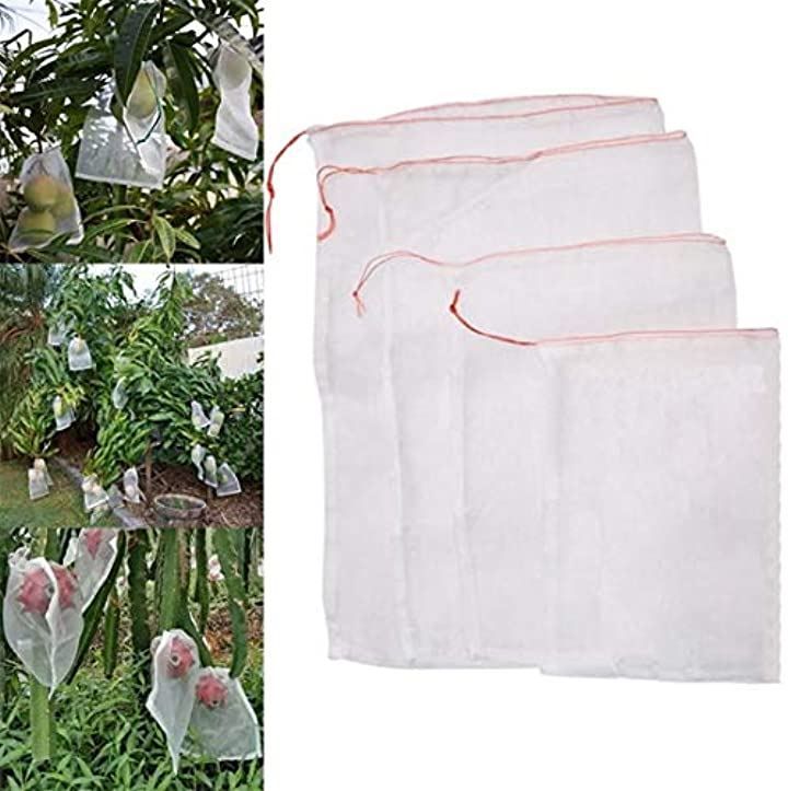 sac taske 果物袋 保護ネット 防虫 防鳥 巾着袋 害虫 鳥よけ網 フルーツ 農業 園芸 種入れ 20cmx30cm 100セット( 20cmx30cm 100セット)