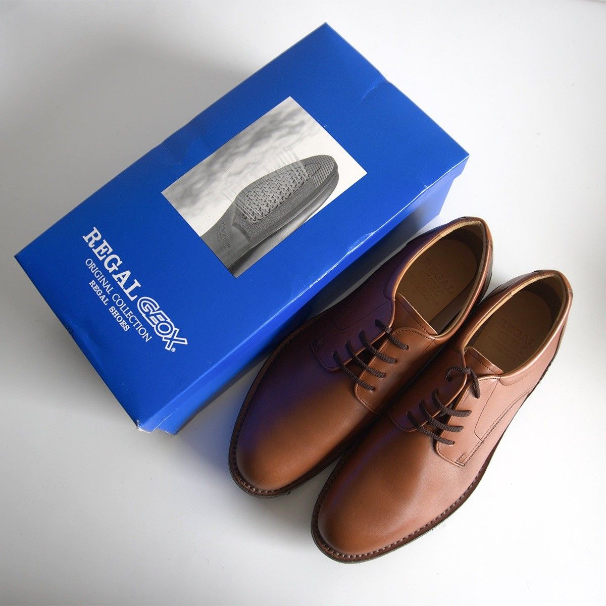【試着のみ美品】REGAL 【プレーントゥ レザーシューズ】27EEE ブラウン リーガル 革靴 25100465