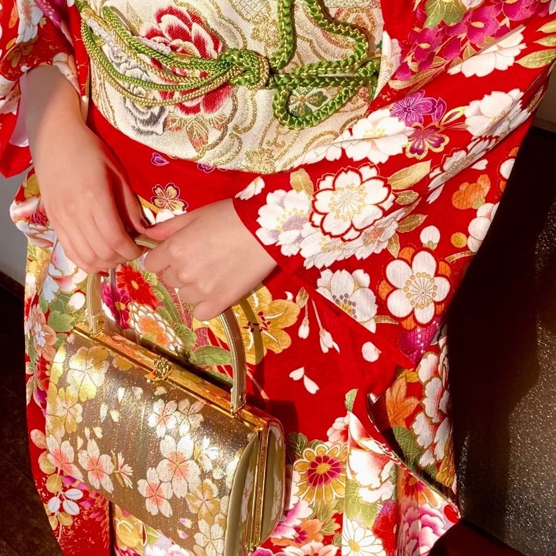 振袖 フルセット 正絹《京都きもの友禅》 草履 ショール 赤 美品 振袖 フルセット 正絹《京都きもの友禅》 草履 ショール 赤 美品