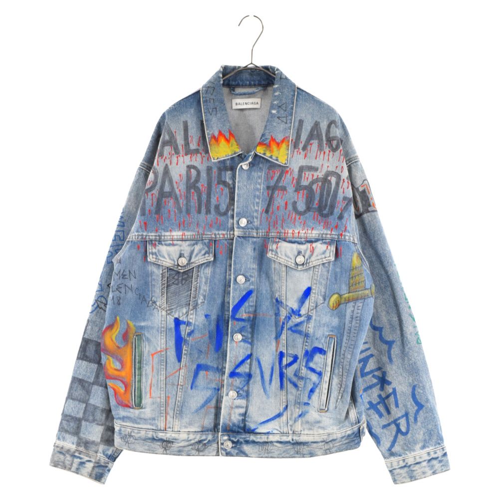 BALENCIAGA (バレンシアガ) 18AW OVERSIZED DENIM JACKET グラフィティオーバーサイズデニムジャケット  530723 TXE08 インディゴ