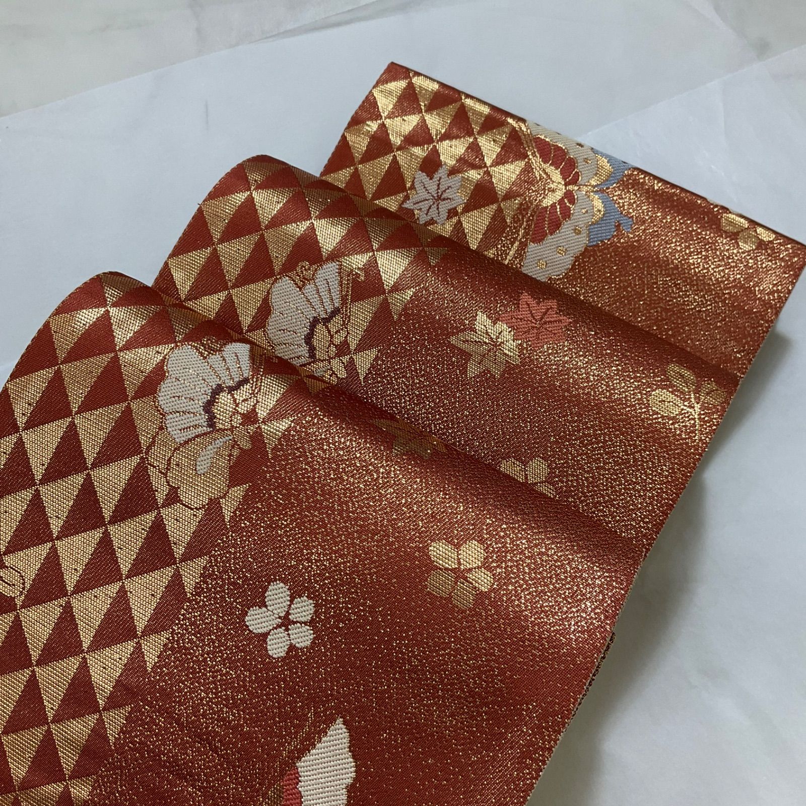 kimono+one○未使用同然○最高級西陣織唐織○正絹○素敵な半幅帯 