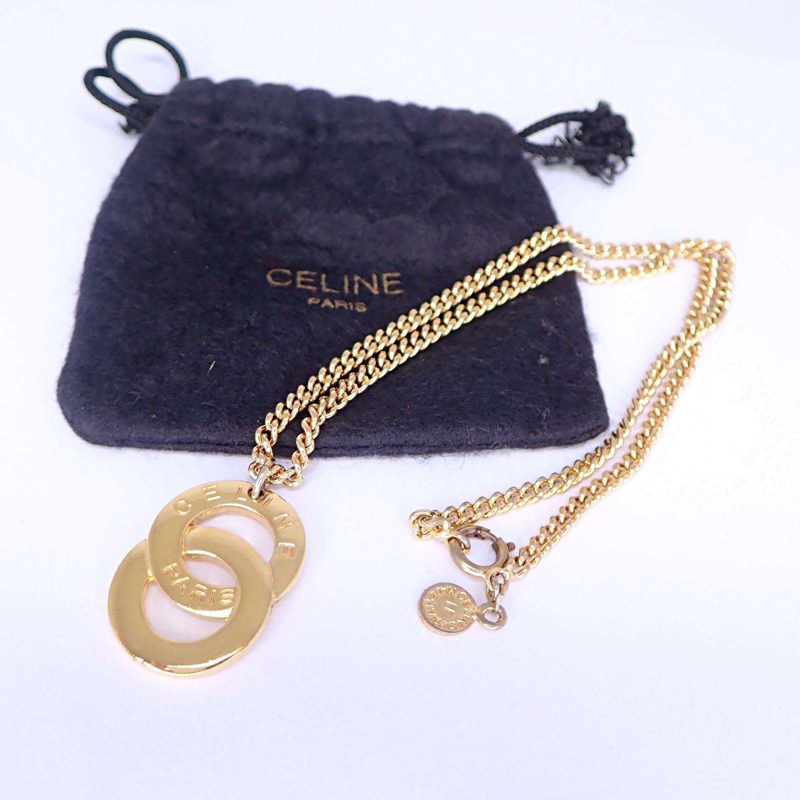 CELINE - CELINE セリーヌ ダブルサークル ネックレス K18YG 
