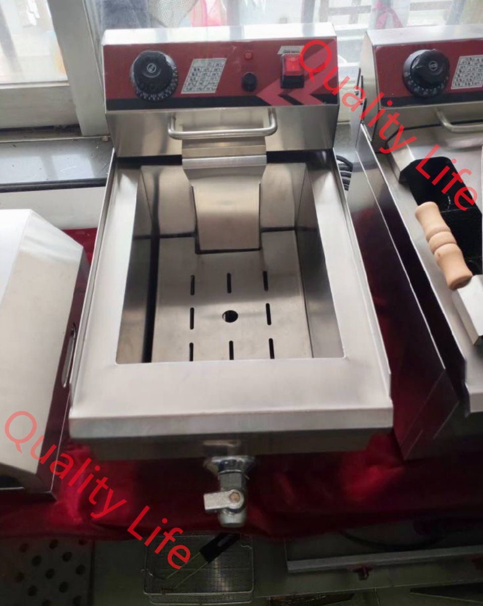 卓上型 電気フライヤー 10L 揚げ物天ぷら 厚いステンレス 排水の穴付き 単相 100V|業務用