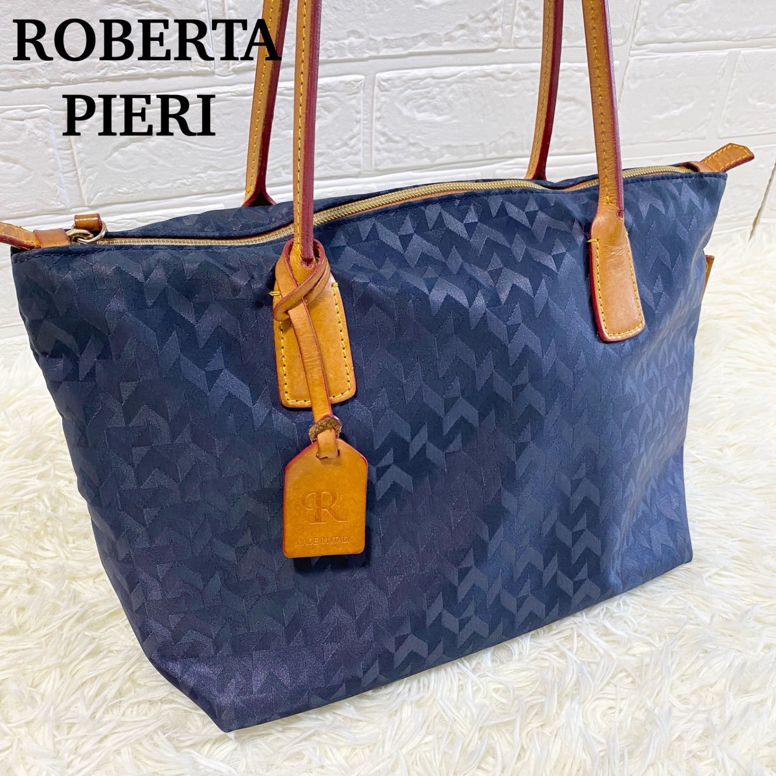 ROBERTA PIERI】ロベルタピエリ トートバッグ ネイビー A4収納可  