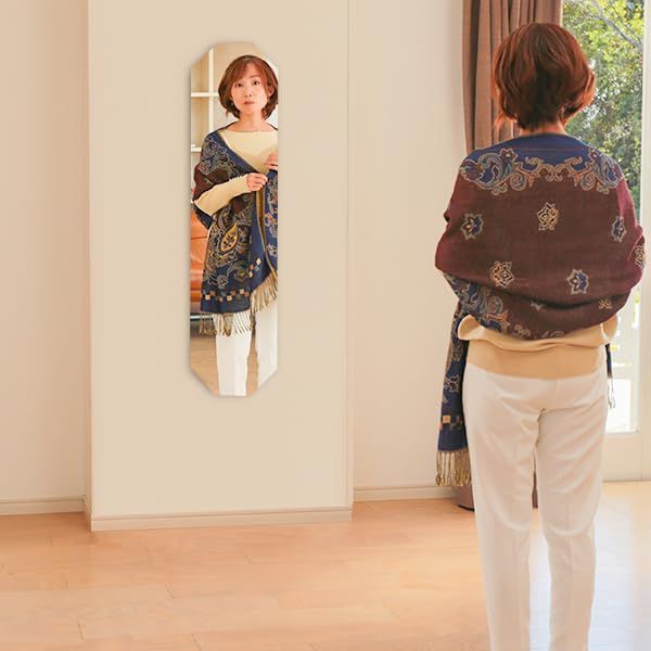 鏡 壁掛け 全身 八角 八角形 日本製 姿見 30×120cm ［ 賃貸 壁 対応 ...