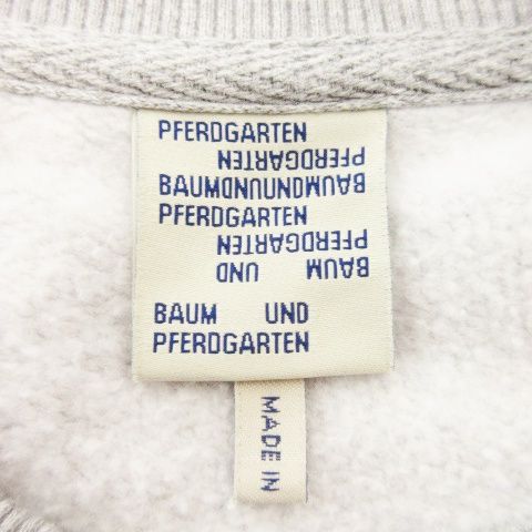 バウム ウンド ヘルガーデン BAUM UND PFERDGARTEN トレーナー スウェット クルーネック 長袖 刺繍 ロゴ 裏起毛 M グレー /AH15 BAUM UND PFERDGARTEN(バウムウンドヘルガーデン) スウェット