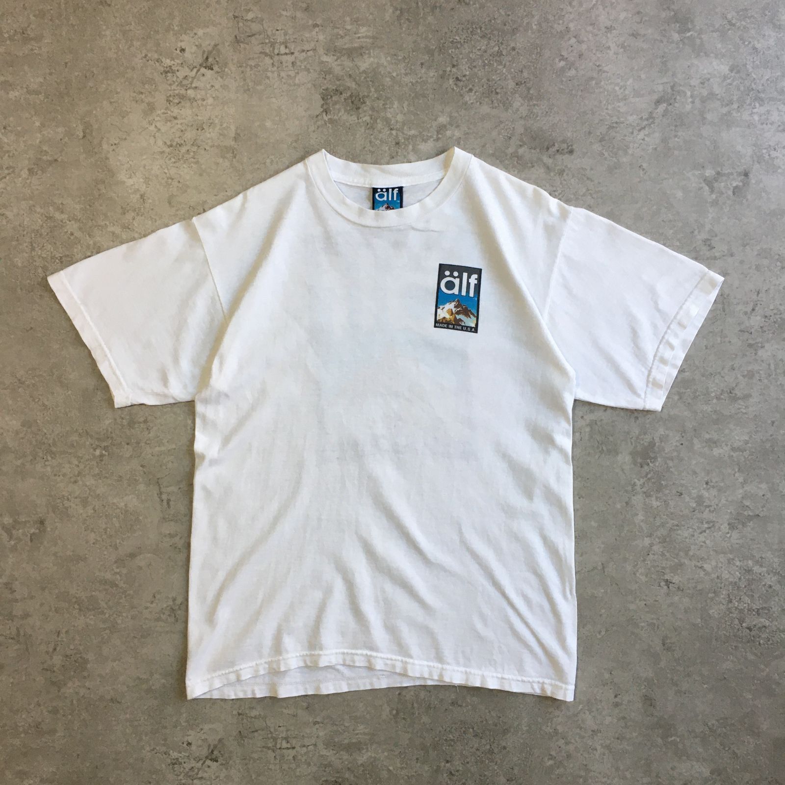 90s USA製 alf Mountain Back Printed T-shirt アルフ アウトドア 