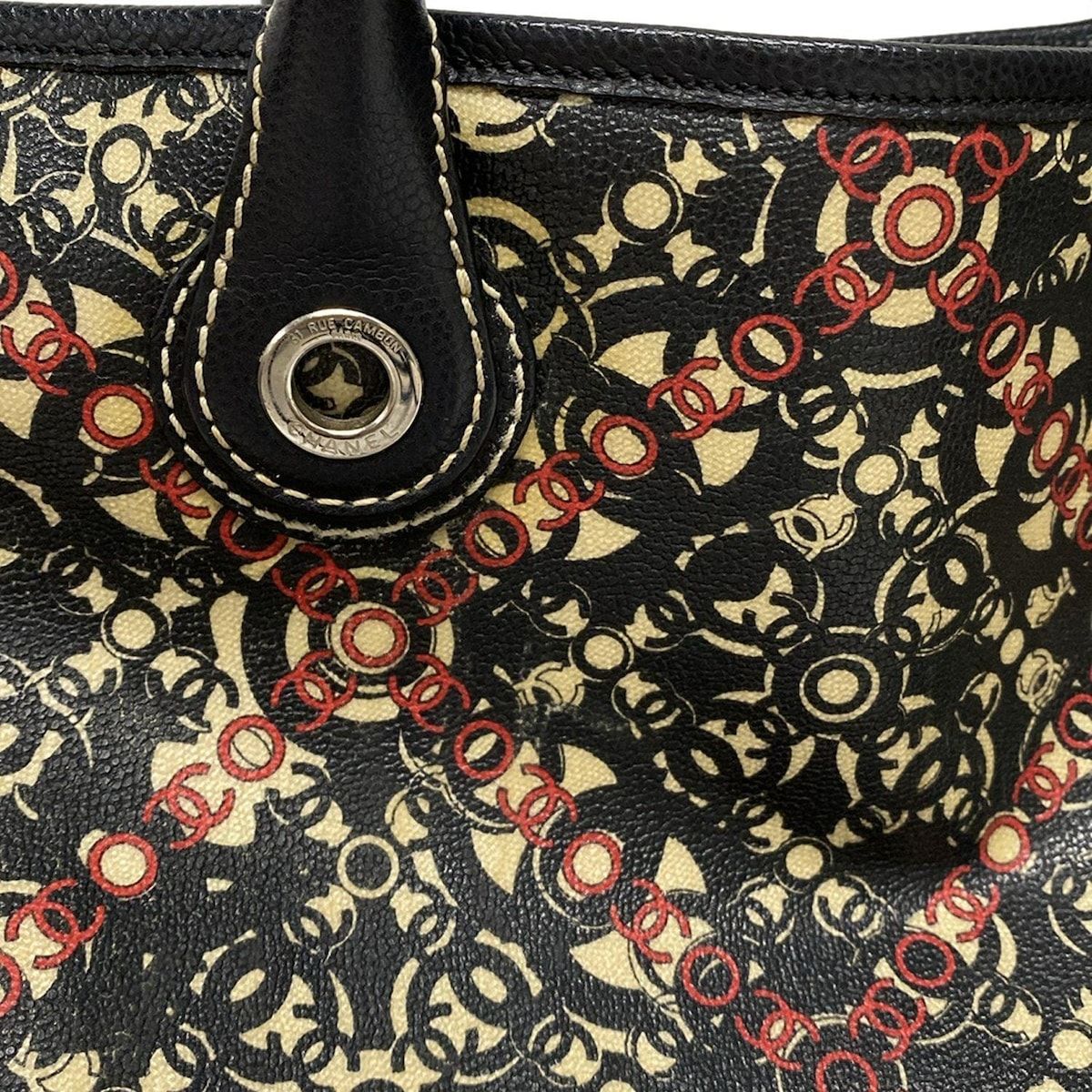 CHANEL(シャネル) トートバッグ ココストラベルライン 黒×レッド  