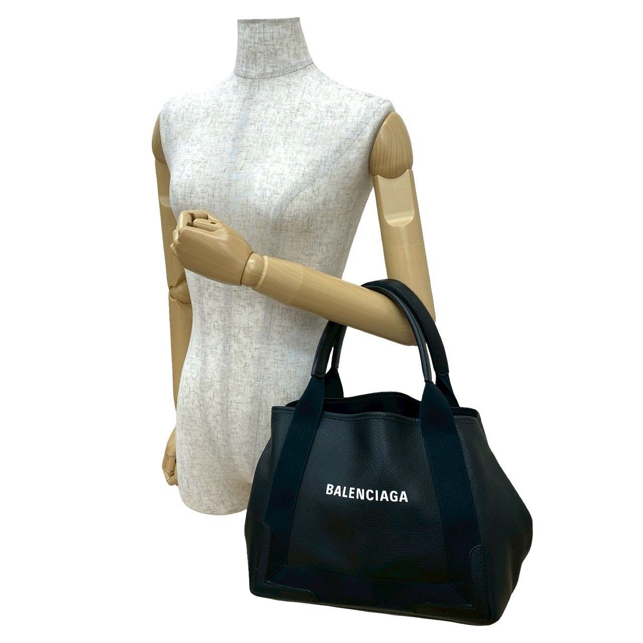 ほぼ未使用 希少品 BALENCIAGA バレンシアガ ネイビーカバス S ロゴ 