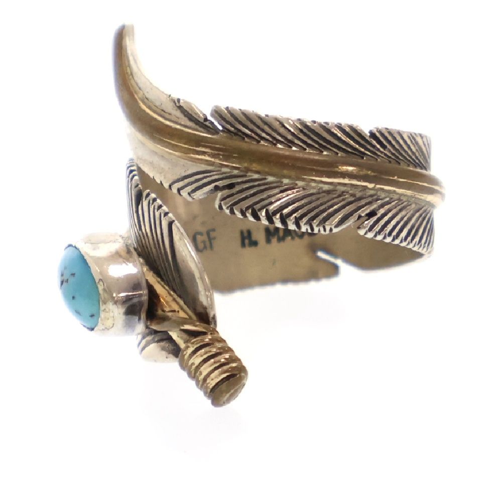 Harvey Mace (ハーヴィーメイス) NAVAJO 12KGF ナバホ ターコイズフェザー コンビリング シルバー/ゴールド 21号 インディアンジュエリー