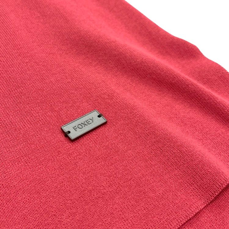 FOXEY フォクシー ニットトップ アフェット ロゴプレート ピンク