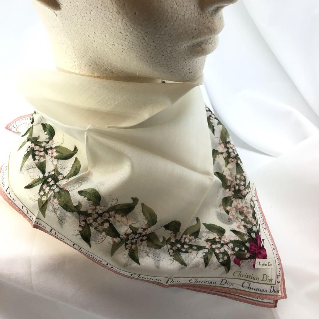 クリスチャンディオール ハンカチ スズラン Christian Dior ミニ