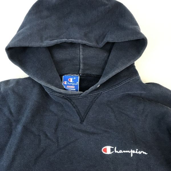 champion 青タグ　90s スエット　ブラック　フェード　前v パーカー champion 青タグ 90s スエット ブラック フェード 前v パーカー