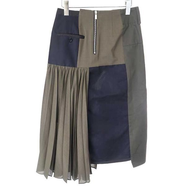 sacaiサカイ21SSSuitingSkirtス―チングプリーツスカートネイビーサイズ