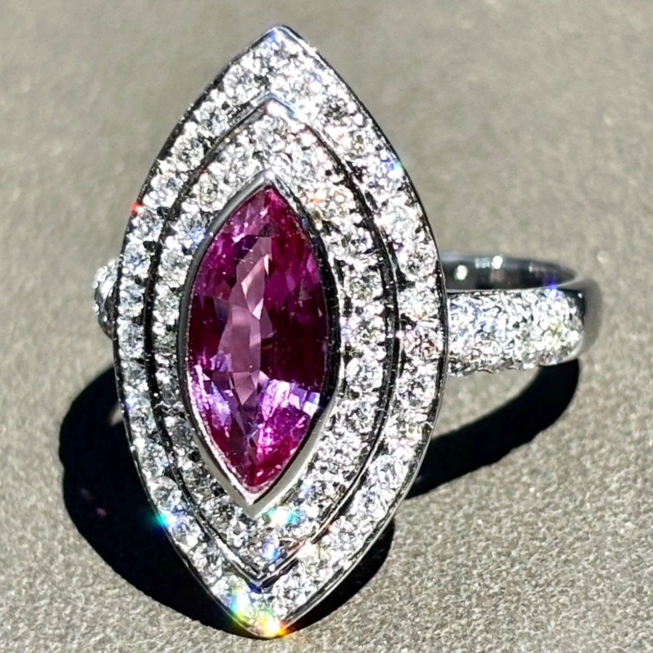 K18 ピンクサファイア 1.189ct 天然ダイヤモンド0.80ct リング GIA付 
