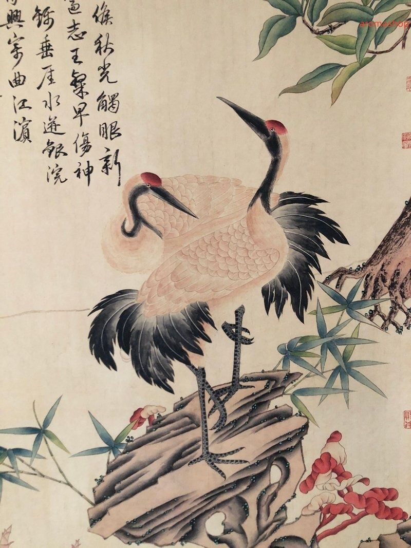中国美術品 掛軸 鶴 タンチョウ 丹頂 中堂画 装飾 縦軸 中国書画