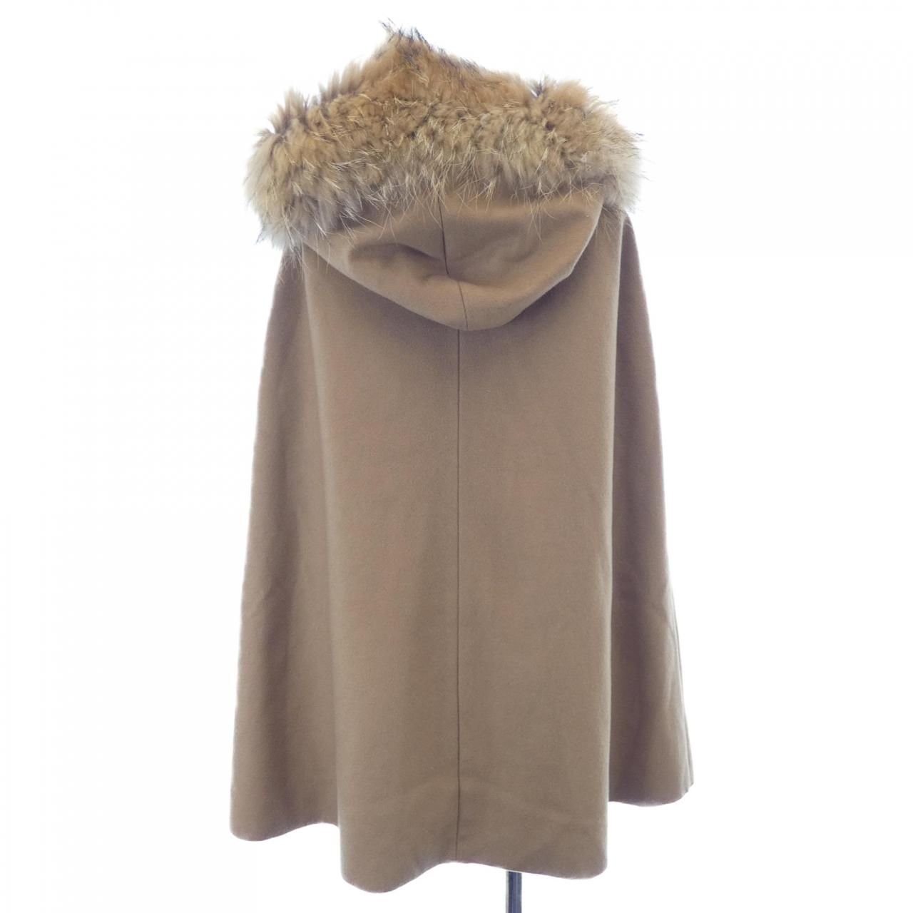 blugirl グレー ファー付きポンチョ・ケープコート ブルーガール BLUGIRL ケープ Blugirl - ブルーガール ケープ