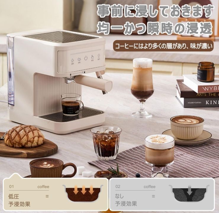 半自動コーヒーメーカー カフェばこ ブラック コーヒーマシン 人気 家庭用 エスプレッソマシン 泡立て機能付き ミルクフォーム|ラテアート|スチーム|コンパクト|粉対応 一人用 小型半自動コーヒーメーカー ホワイト WWW_SKLAD-KIRPICHA_RU