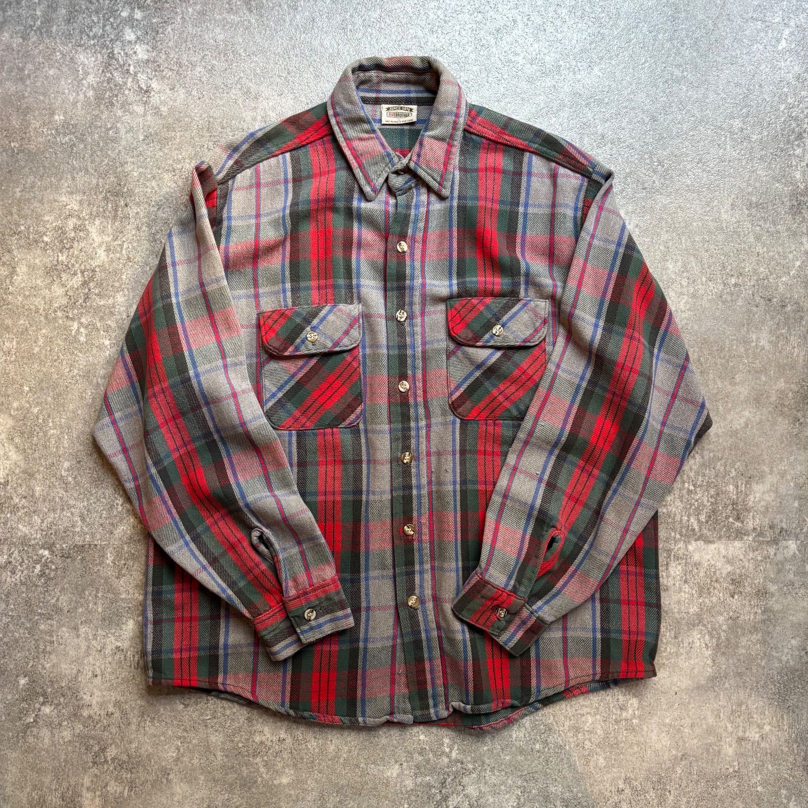 90年代 FIVE BROTHER ファイブブラザー チェック ヘビーネルシャツ ヘビネル