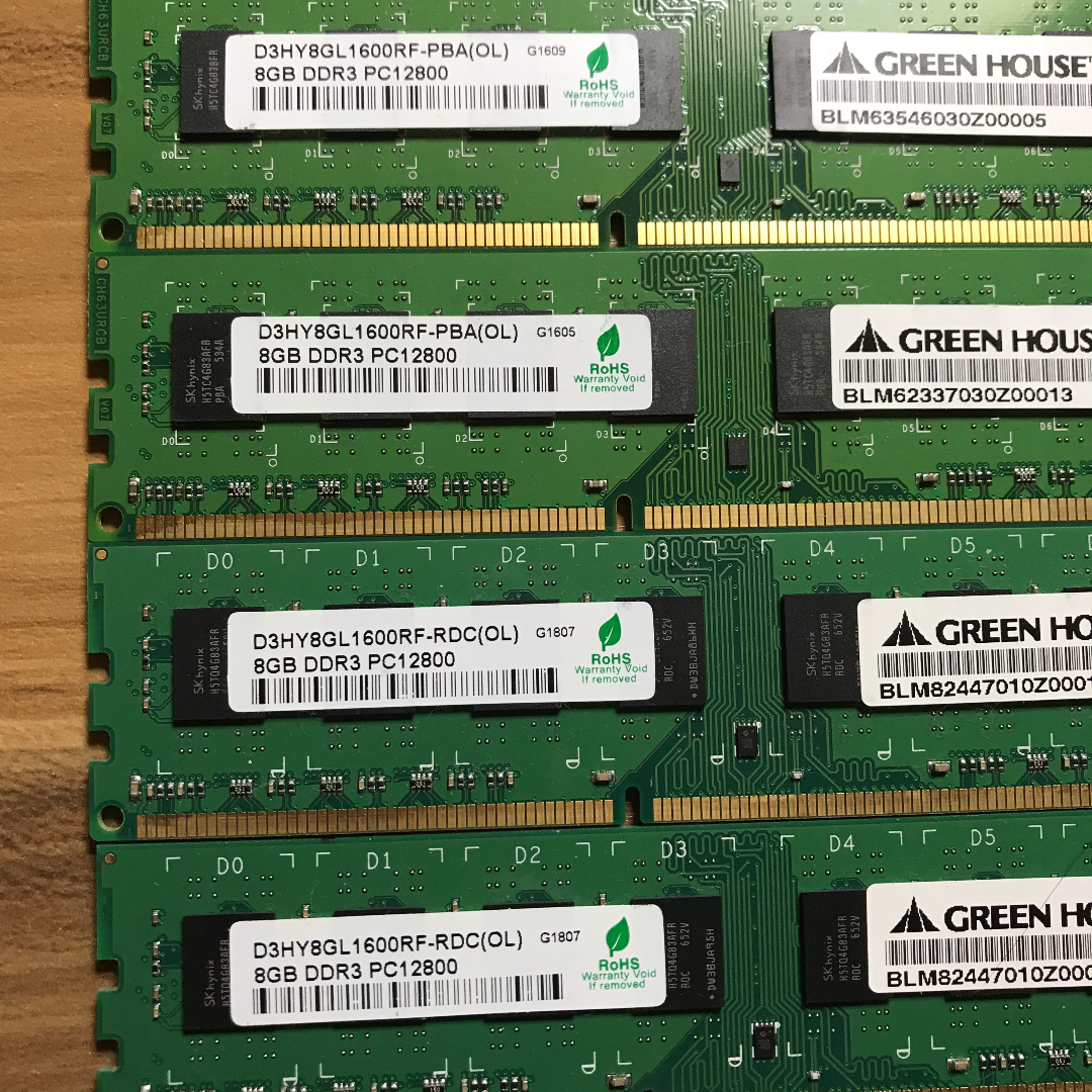 GREENHOUSE DDR3 1600Mhz デスクトップ用メモリ8Gx4