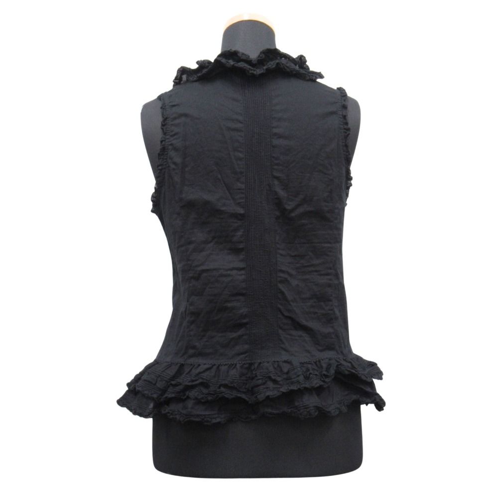 美品✨ピンクハウス　フリル　リボン　ブラウス　ノースリーブ　ティアード　ブラック 美品 PINK HOUSE ピンクハウス フリル ノースリーブ カットソー シャツ