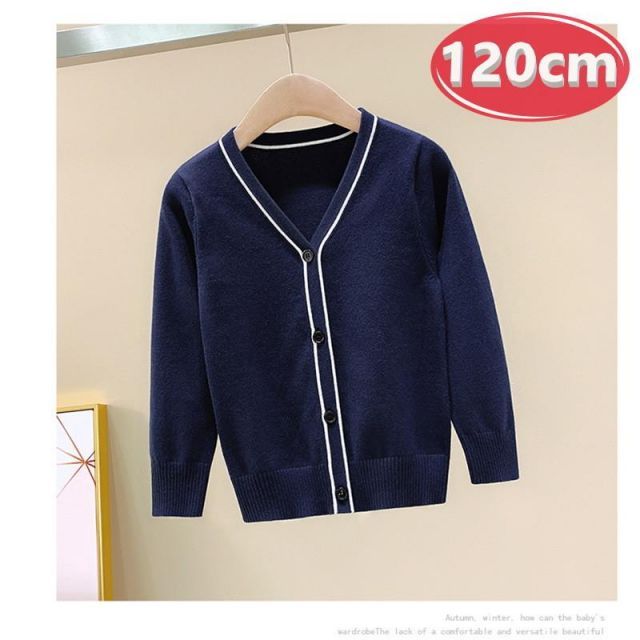 正規品，HOT 子供用 ニット カーディガン 120cm 紺 入園 入学式 卒業式 セレモニー 冠婚葬祭 発表会 式典 カーディガン