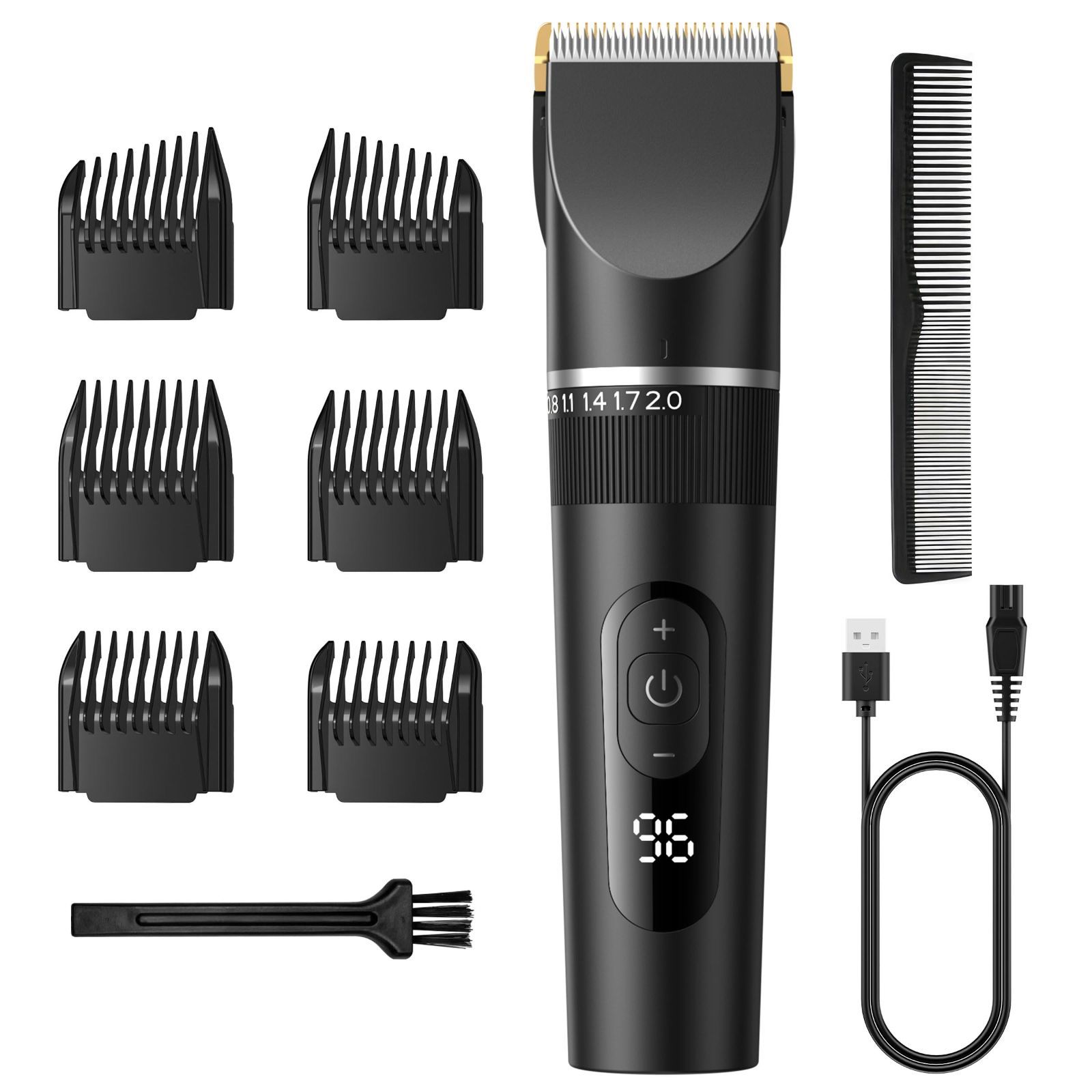 【数量限定】USB充電式】ヘアーカッター 電動バリカン バリカンメンズ 5段階刈り高さ調節 3段階スピード LEDディスプレイ 大容量バッテリー 自動研磨 6種類ガイドコーム バリカン【2024新登場