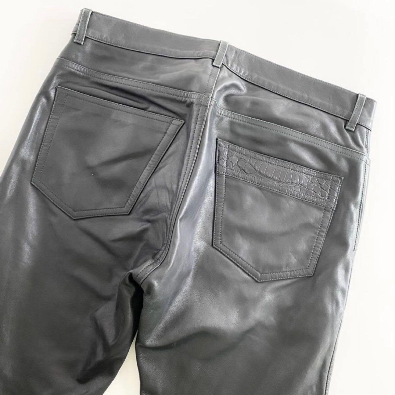 53i12 QUAI DE VALMY ケドゥヴァルミ クロコ切替 レザーパンツ サイズ42 ブラック メンズ 革パン ボトムス LEATHER  PANTS フランス製 - メルカリ