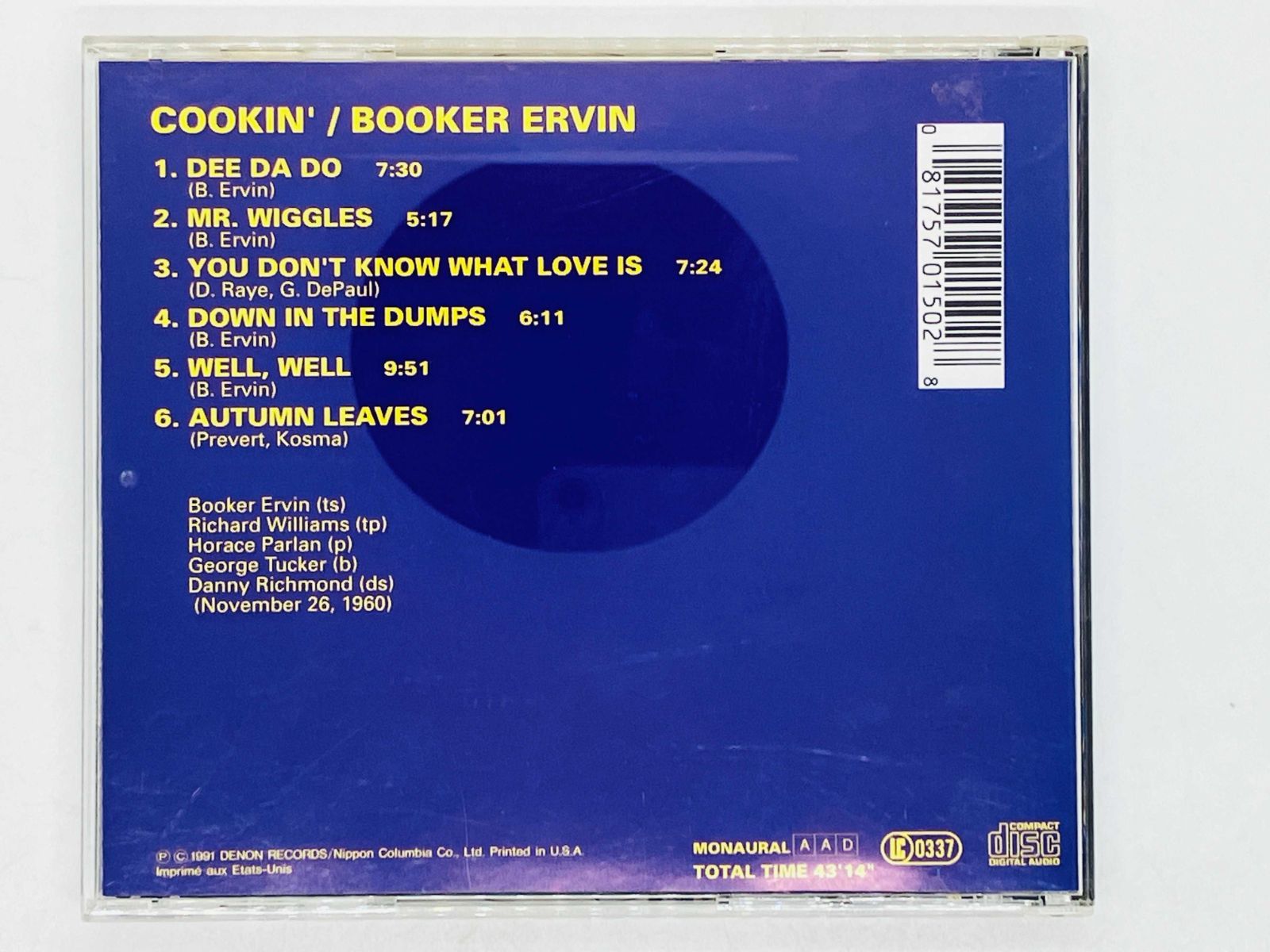 CD COOKIN BOOKER ERVIN / ブッカー・アービン クッキン / SV-0150 Y22