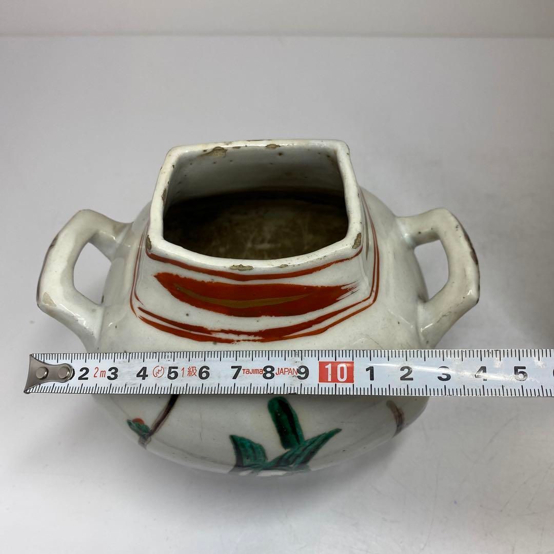 河合卯之助造　梅に鶯赤絵壺　共箱　高さ15.5㎝　東Y5-0427①タニチ 河合卯之助造 梅に鶯赤絵壺 共箱 高さ15.5㎝ 東Y5-0427①タニチ