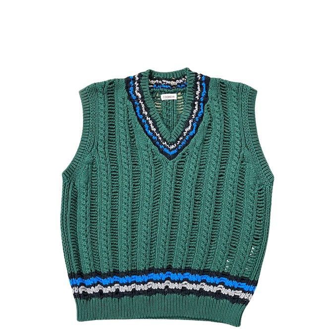 COOHEM コーヘン SUKASHI TILDEN KNIT V/T GREEN スカシ チルデン