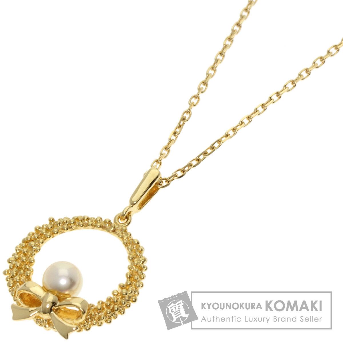 MIKIMOTO ミキモト リボンモチーフ パール 真珠 ネックレス K18YG 