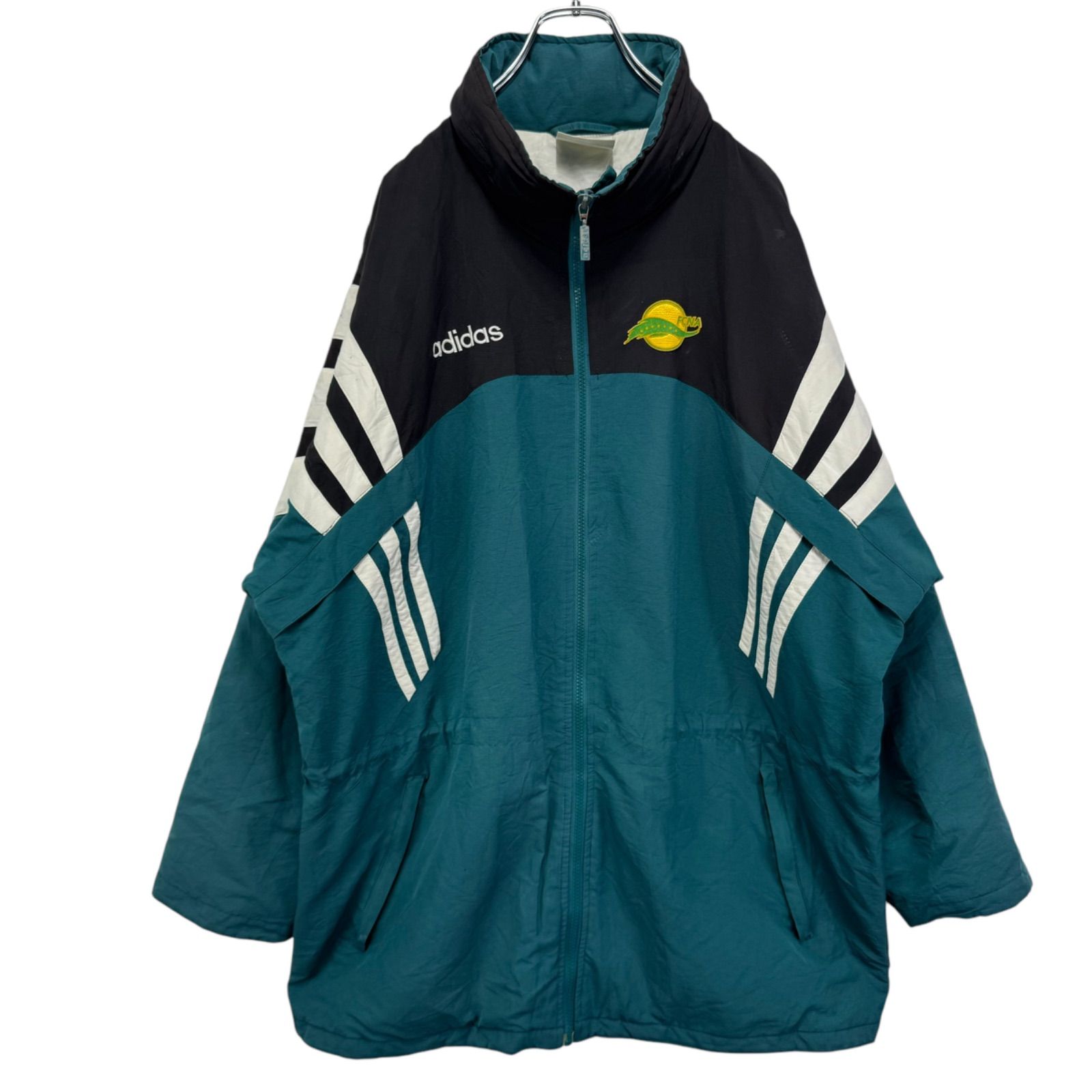 adidas アディダス　リバーシブル　中綿　ナイロンジャケット　us古着 80s vintage adidas Logo Embroidery Insulation Nylon Zip-up