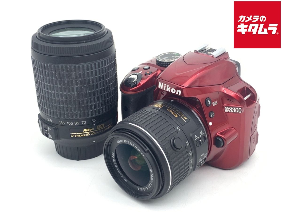 並品 ニコン D3300 ダブルズームキット レッド
