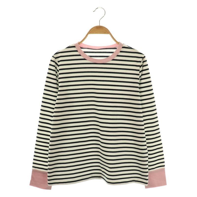 トレフルプラスワン　ラメボーダーカットソー半袖　ブルー トレフルプラスワン TREFLE+1 ラメボーダー カットソー Tシャツ