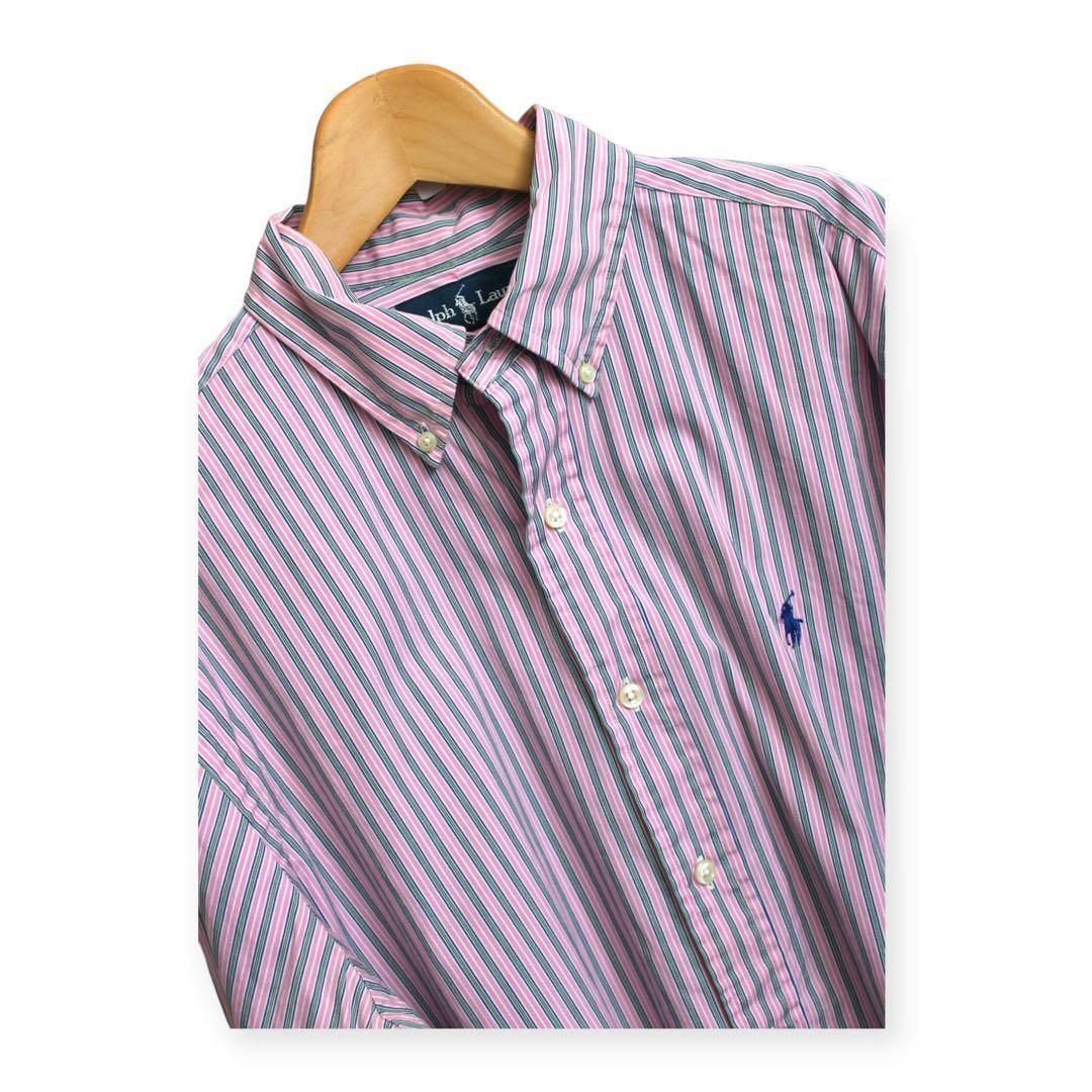 Ralph Lauren クラシックフィット 長袖シャツ ピンクと白のストライプ クラシック フィット ストライプド オックスフォード シャツ