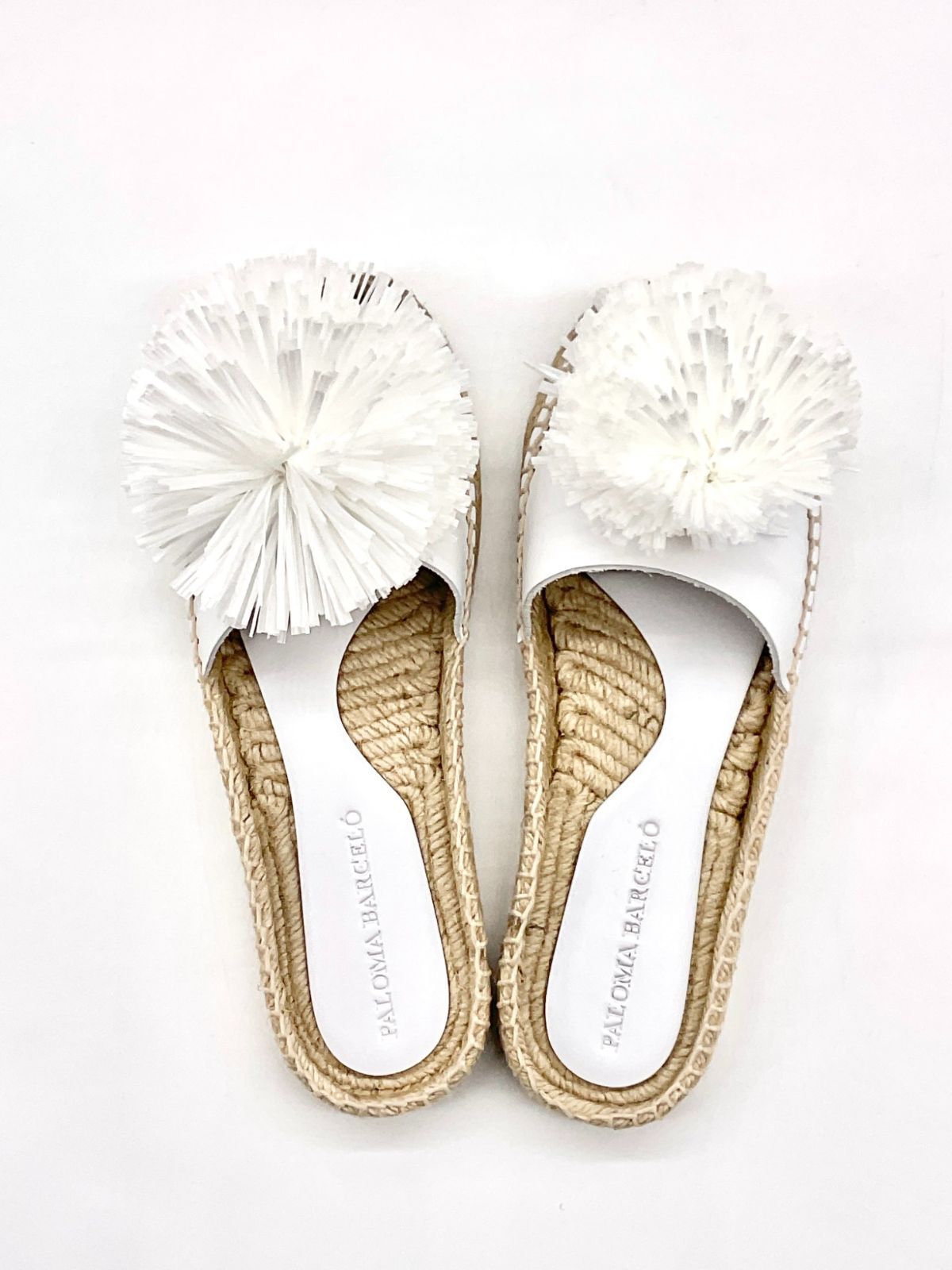 PALOMA BARCELO SS サンダル・ミュール ホワイト系 新品 PALOMA BARCELO パルマバルセロ 39 ホワイト×ベージュ