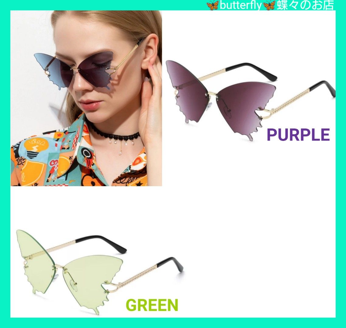 🦋匿名配送 🍉夏コーデ バタフライ ファッション サングラス