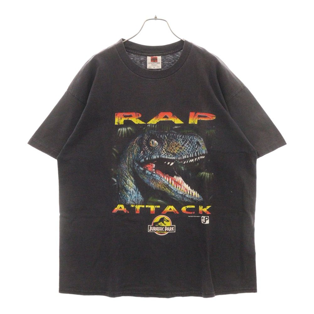 VINTAGE (ヴィンテージ) 90s JURASSIC PARK 1993 RAP ATTACK TEE ジュラシックパーク フロントプリント半袖Tシャツ カットソー ブラック