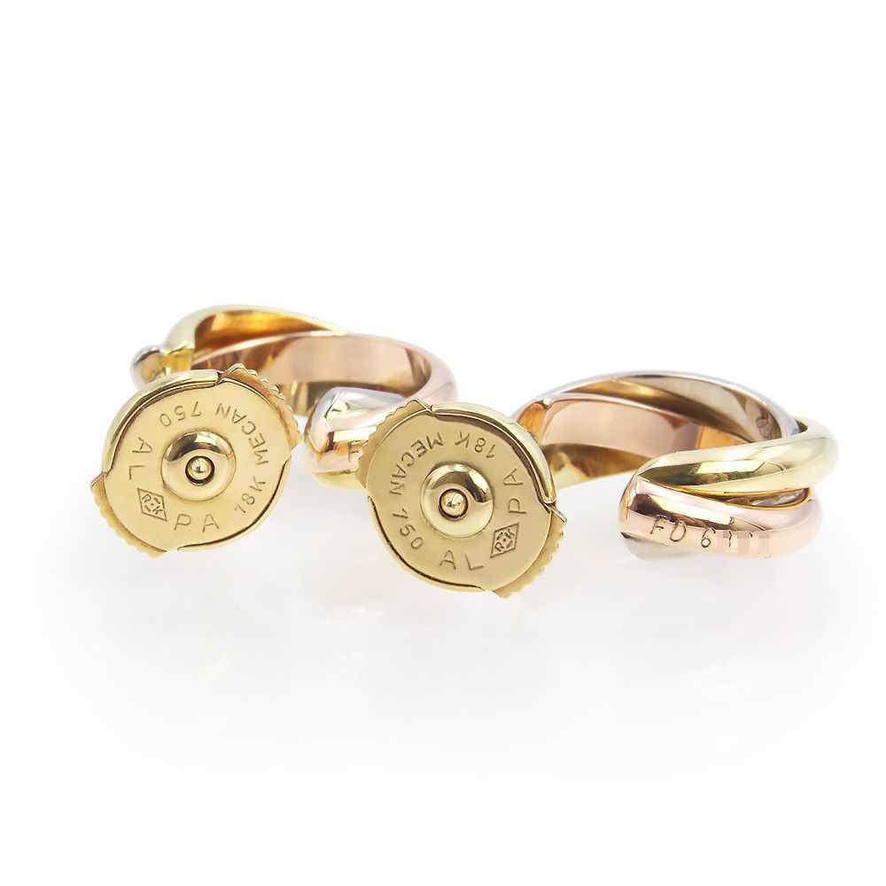 【Cartier】トリニティ 18K ゴールド ピアス ミニモデル ★ 上品 カルティエ トリニティ ミニ ピアス 750 K18 YG WG PG スリー