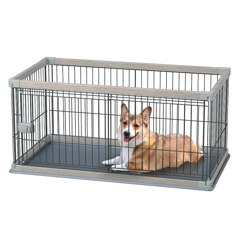 アイリスオーヤマ 犬 サークル ウッディサークル ロータイプ アッシュグレー 中型犬用 P295973F IRIS OHYAMA