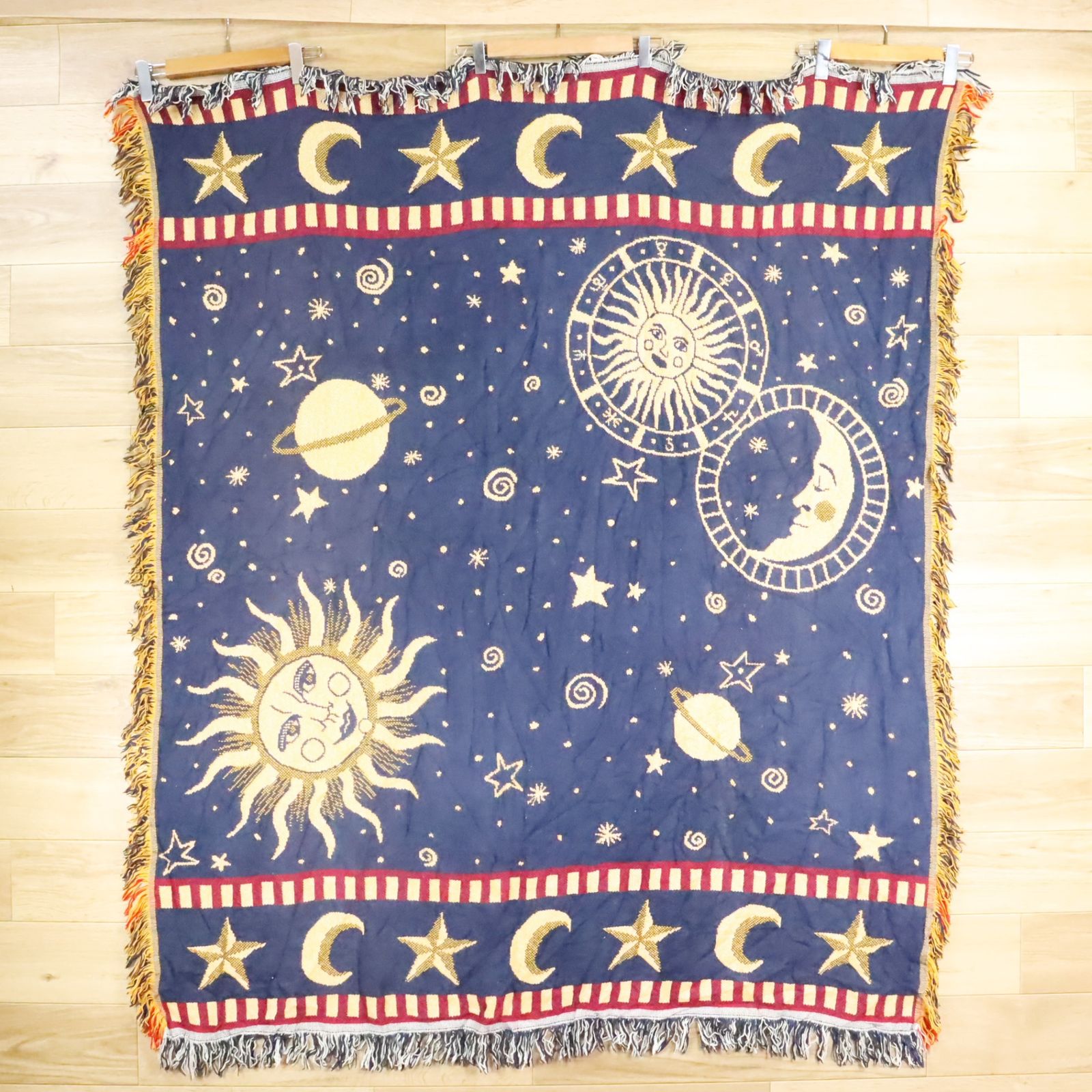 【vintage rug】太陽 月 刺繍ラグ マット タペストリー vintage rug】太陽 月 刺繍ラグ マット タペストリー ラグ