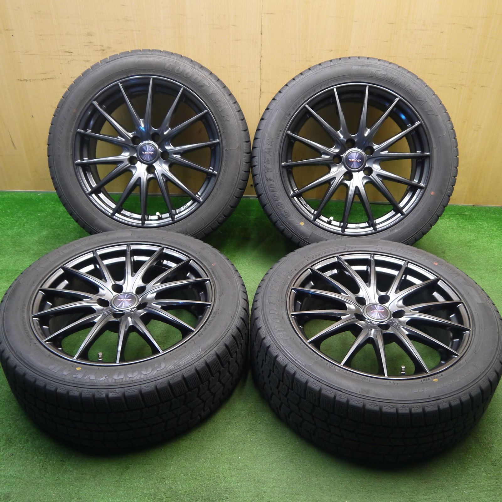 バリ溝 22年 キレイ 9.5分 スタッドレス 235|50R18 グッドイヤー アイスナビ7 VELVA SPORTZ ヴェルヴァ 18インチ PCD114.3|5H 5040805Hス
