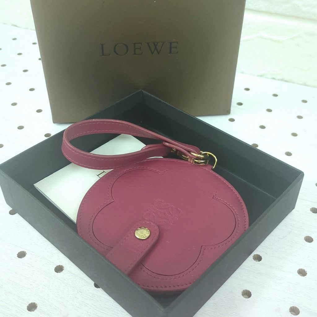 LOEWE ロエベ アナグラム レザー ミラー 鏡 ピンク スペイン製