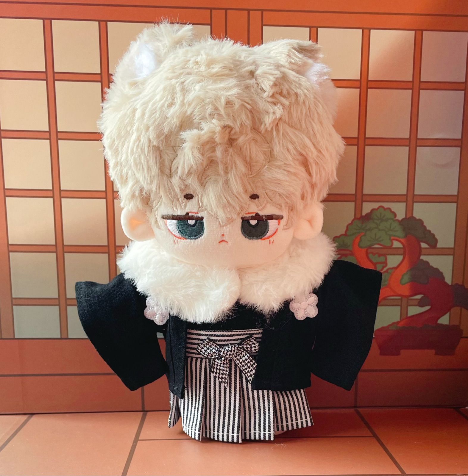 15cm20cmぬいぐるみ用 着せ替え服 ぬい服 コスチューム 黒紋付袴 3点