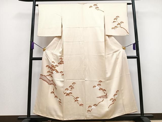 平和屋着物○お召 変わり市松文 正絹 逸品 AABB1511ph