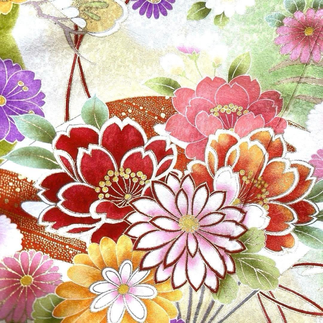振袖 金駒刺繍 牡丹 鞠 枝垂れ桜 花模様 成人式 晴れの日 着物 045a p