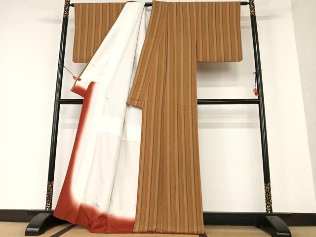 平和屋着物○上質な小紋 縞 正絹 逸品 AAAX0698zg