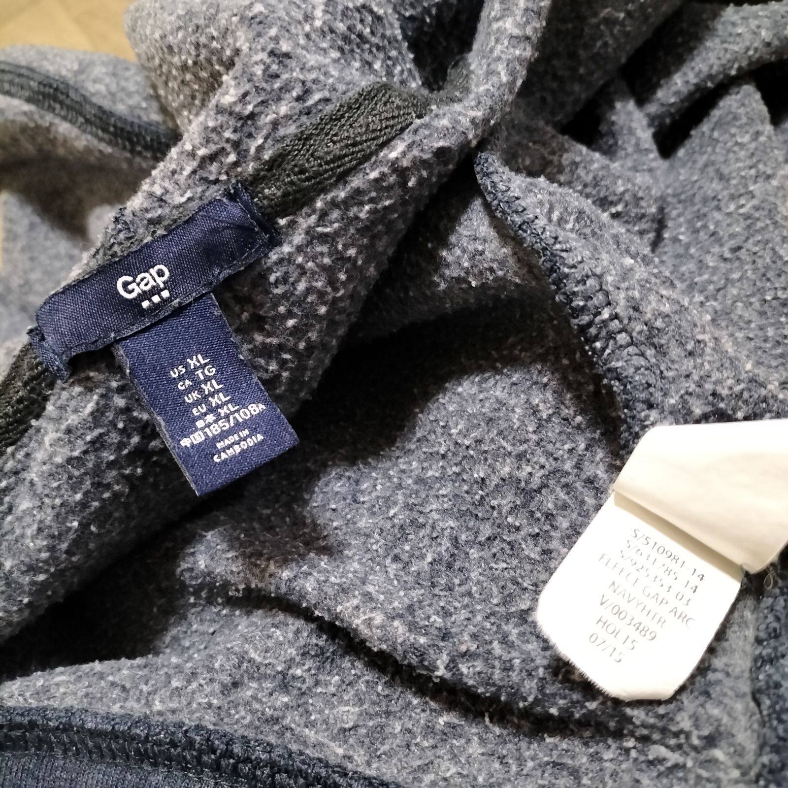 ★OLD GAP 15AW スウェットパーカー プルオーバー トレーナー フード付 フーディー ネイビー 紺 メンズ サイズXL レトロ ビンテージ  オールド ギャップ USブランド古着 USED